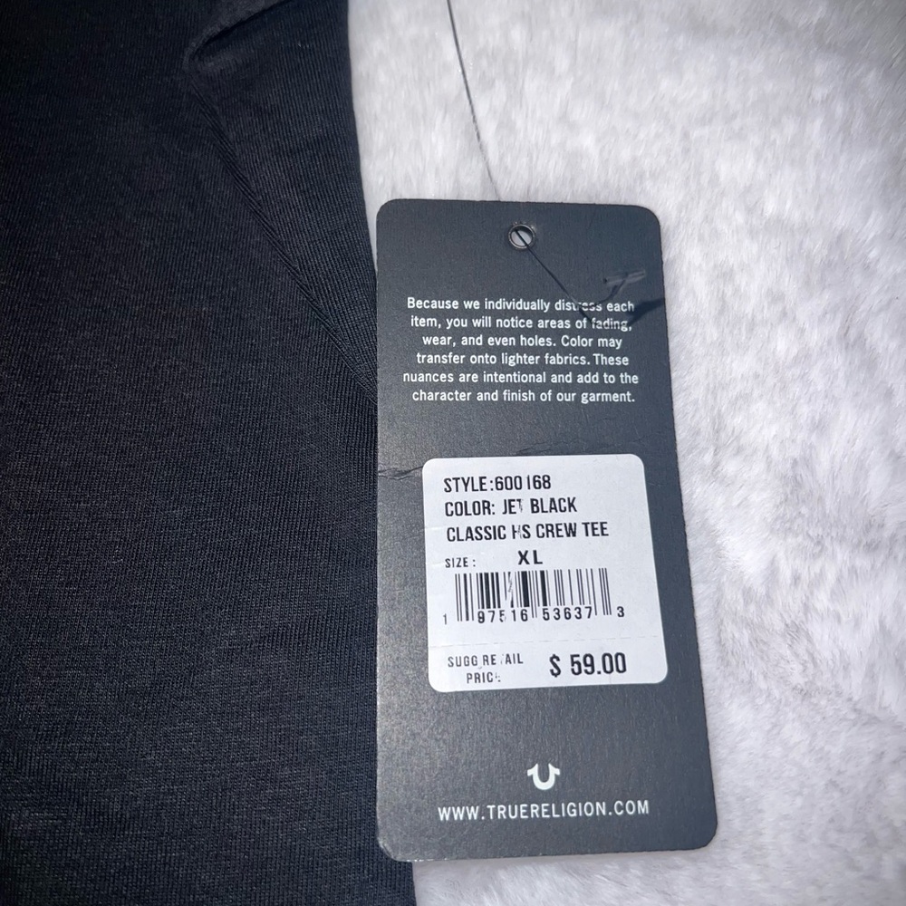 True Religion Crew Classic HS Crew Tee Jet Black - Picture 8 of 9